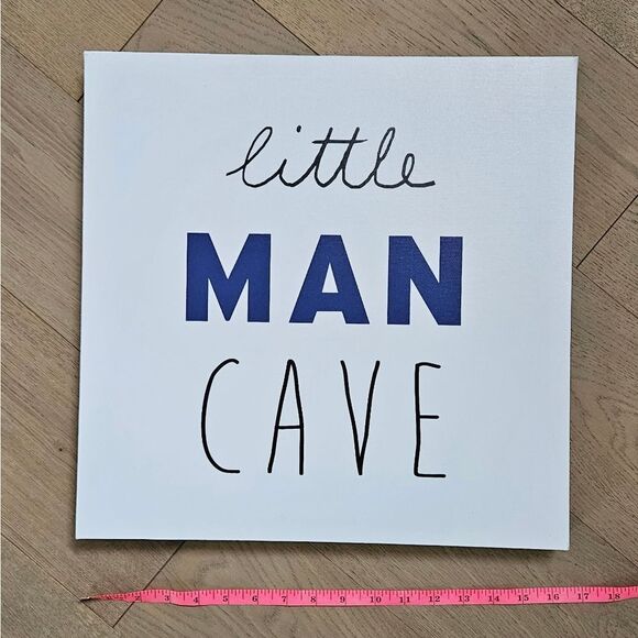 Little Man Cave Canvas Wall Art - White and Black, Blue - Picture 2 of 2